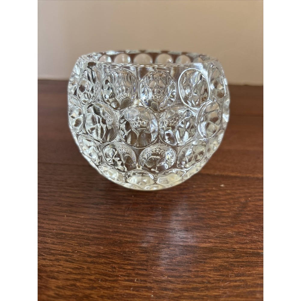 Fitz & Floyd Optic Crystal Glass Votive Candlestick‎ candle holder Coin Dot